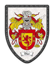 Diaz family crest on a custom shield