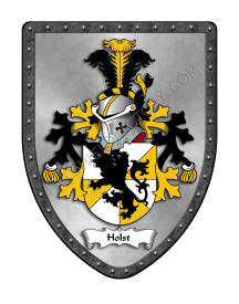 Holst family crest on metalic background