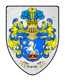 Legrady coat of arms with blue and white theme