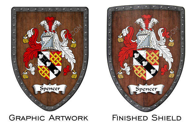 Shield graphic artwork and final product comparison