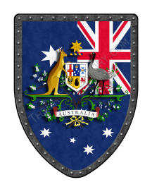 Australia coat of arms on Austrailian flag metal shield
