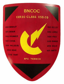 BNCOC military award shield for graduating class