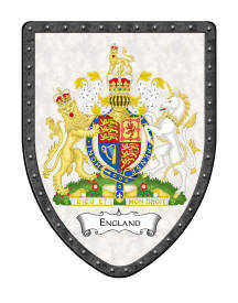 The Royal Coat of Arms of England on alabaster white shield