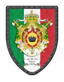 Italian royal coat of arms on flag of Italy shield