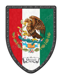 Mexico Coat of Arms on red, white and green