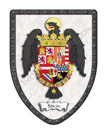 Spain royal coat of arms on alabaster white shield